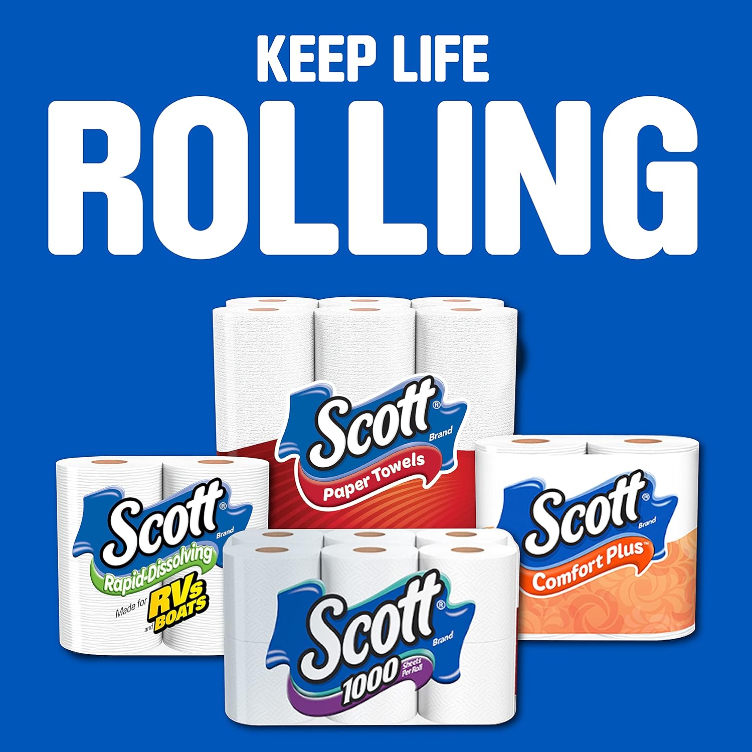 Scott Rapid Dissolving Toilet Paper, 4 Rolls (Pack of 12)