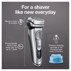 Braun Electric Razor for Men With Precision Beard Trimmer, Rechargeable, Wet & Dry Foil Shaver, Silver, 3 Piece Set