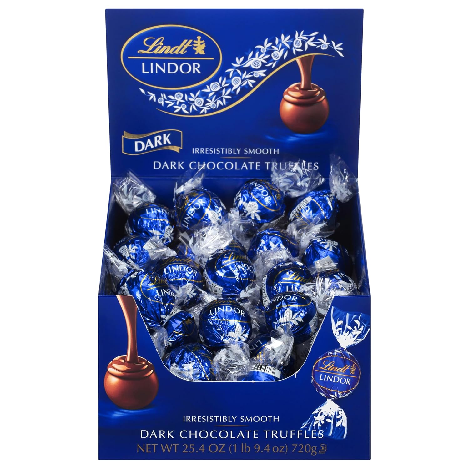 Lindt LINDOR Dark Chocolate Candy Truffles, Dark Chocolate with Smooth, Melting Truffle Center, 25.4 oz., 60 Count
