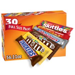 Mars M&M'S, Snicker, 3 Musketeers, Skittles & Starburst Variety Pack Full Size Bulk Candy Assortment, 56.11 oz, 30 Count