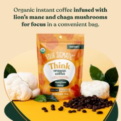 Four Sigmatic Organic Mushroom Coffee | Instant Mushroom Coffee Mix with Lion's Mane, Chaga and Rhodiola