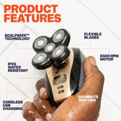 The FlexSeries Electric Head Hair Shaver - Freebird - Ultimate Mens Cordless Rechargeable Wet/Dry Skull & Bald Head Waterproof Razor