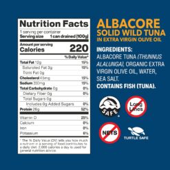 Wild Planet Albacore Wild Tuna in Extra Virgin Olive Oil, Canned Tuna, Sustainably Wild-Caught, Pole & Line, 5oz (Pack of 12)