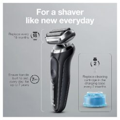 Braun Series 7 7075cc Electric Razor for Men with SmartCare Center, Beard Trimmer, Wet & Dry, Rechargeable, Cordless Foil Shaver, Black