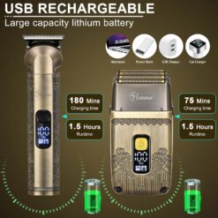 Hatteker Professional Hair Clipper Electric Razor Foil Shavers for Men Body Nose Ear Hair Grooming Kit