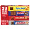 Butterfinger, CRUNCH, Baby Ruth and 100 Grand, Bulk 28 Pack, Assorted Full Size Chocolate Candy Bars, Stocking Stuffers, 48 oz