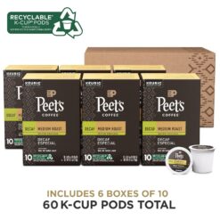 Peet's Coffee, Medium Roast Decaffeinated Coffee K-Cup Pods - Decaf Especial 60 Count, Packaging May Vary