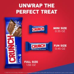 CRUNCH Bulk 18 Pack, Milk Chocolate and Crisped Rice, Full Size Holiday Candy Bars, Stocking Stuffers, Individually Wrapped, 1.55 oz Each
