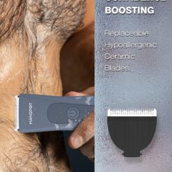MANSPOT Electric Groin Hair Trimmer Men's Shaving & Grooming Sets Kit with 4 Guards and Replaceable Ceramic Blade Heads, Airy Blue