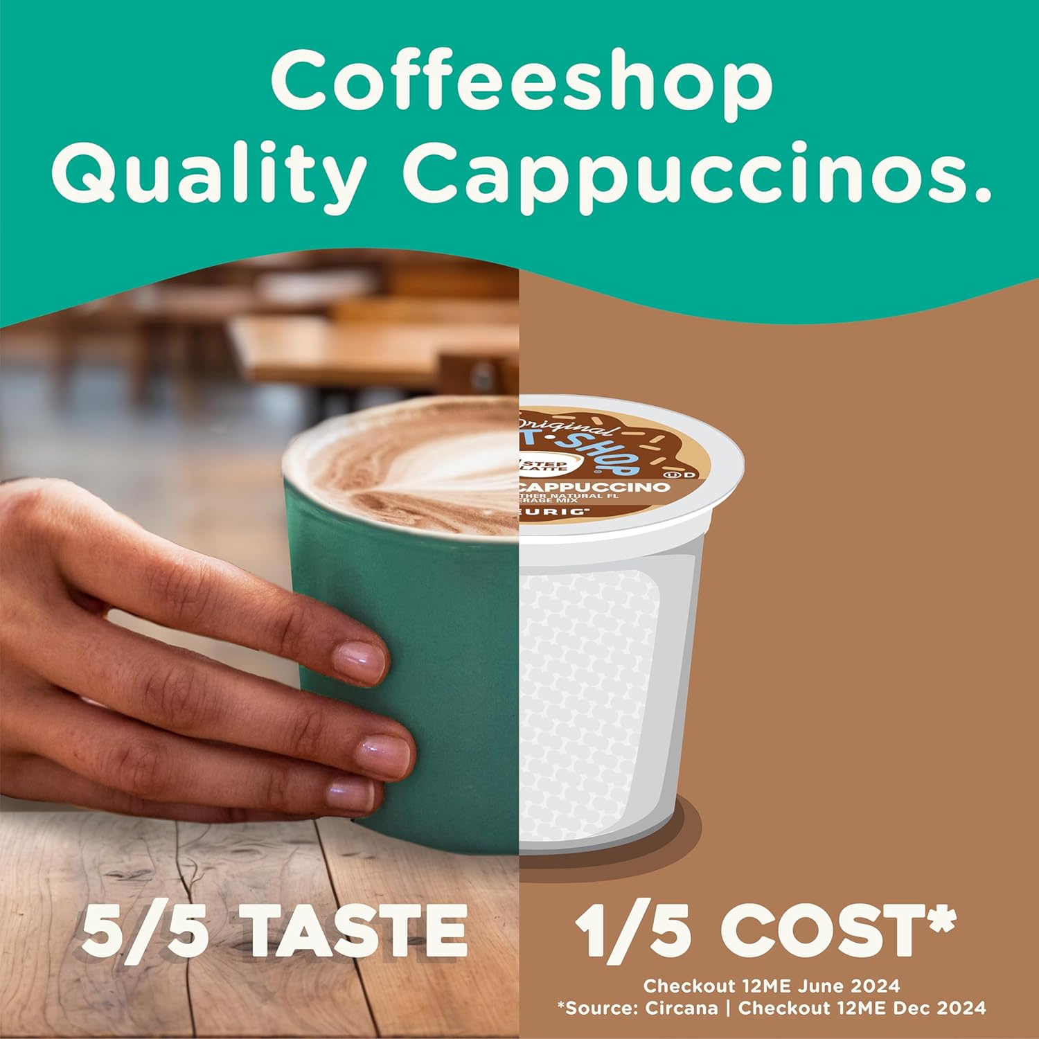 The Original Donut Shop One-Step Classic Cappuccino, Keurig Single-Serve K-Cup Pods, 60 Count (6 Packs of 10)