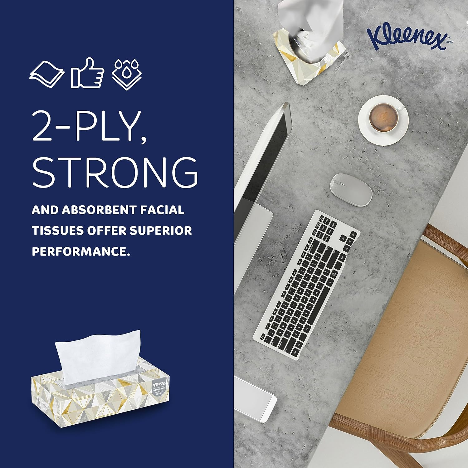 Kleenex Professional Facial Tissue, Bulk (21606), 2-Ply, White, Flat Boxed Format, (125 Tissues/Box, 48 Boxes, 6,000 Sheets/Case)