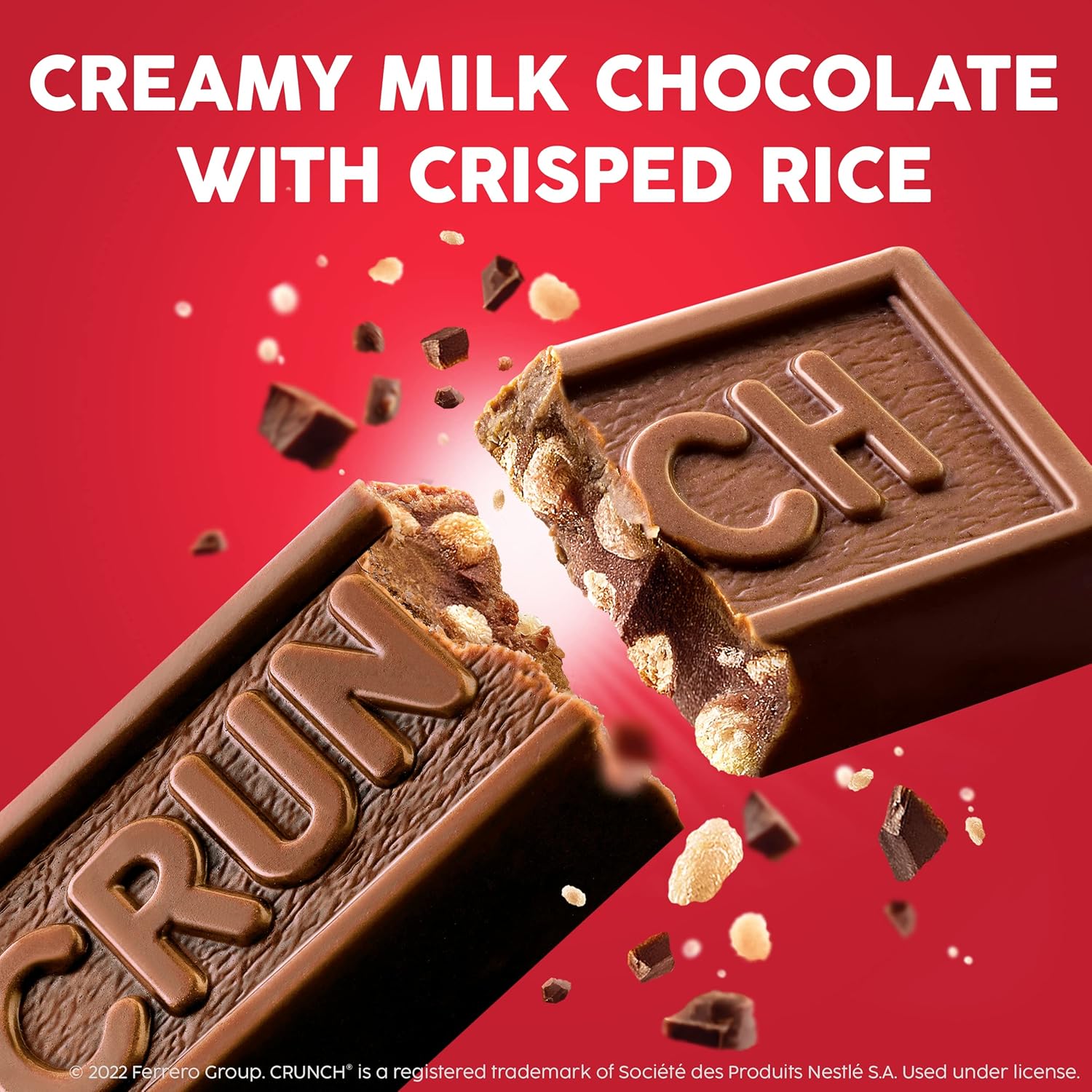 CRUNCH Bulk 18 Pack, Milk Chocolate and Crisped Rice, Full Size Holiday Candy Bars, Stocking Stuffers, Individually Wrapped, 1.55 oz Each