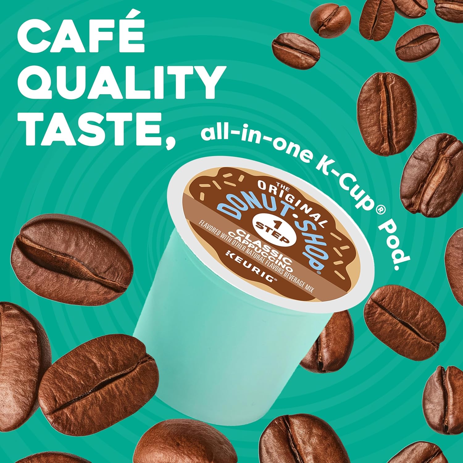The Original Donut Shop One-Step Classic Cappuccino, Keurig Single-Serve K-Cup Pods, 60 Count (6 Packs of 10)