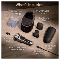 Braun Series 9 PRO+ Electric Razor for Men, 5 Pro Shaving Elements and Shave-Preparing ProComfort Head for Closeness & Skin Comfort