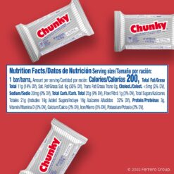 Chunky Bulk 24 Pack, Milk Chocolate with Peanuts and Raisins Individually Wrapped Candy Bars, 33.6 Oz
