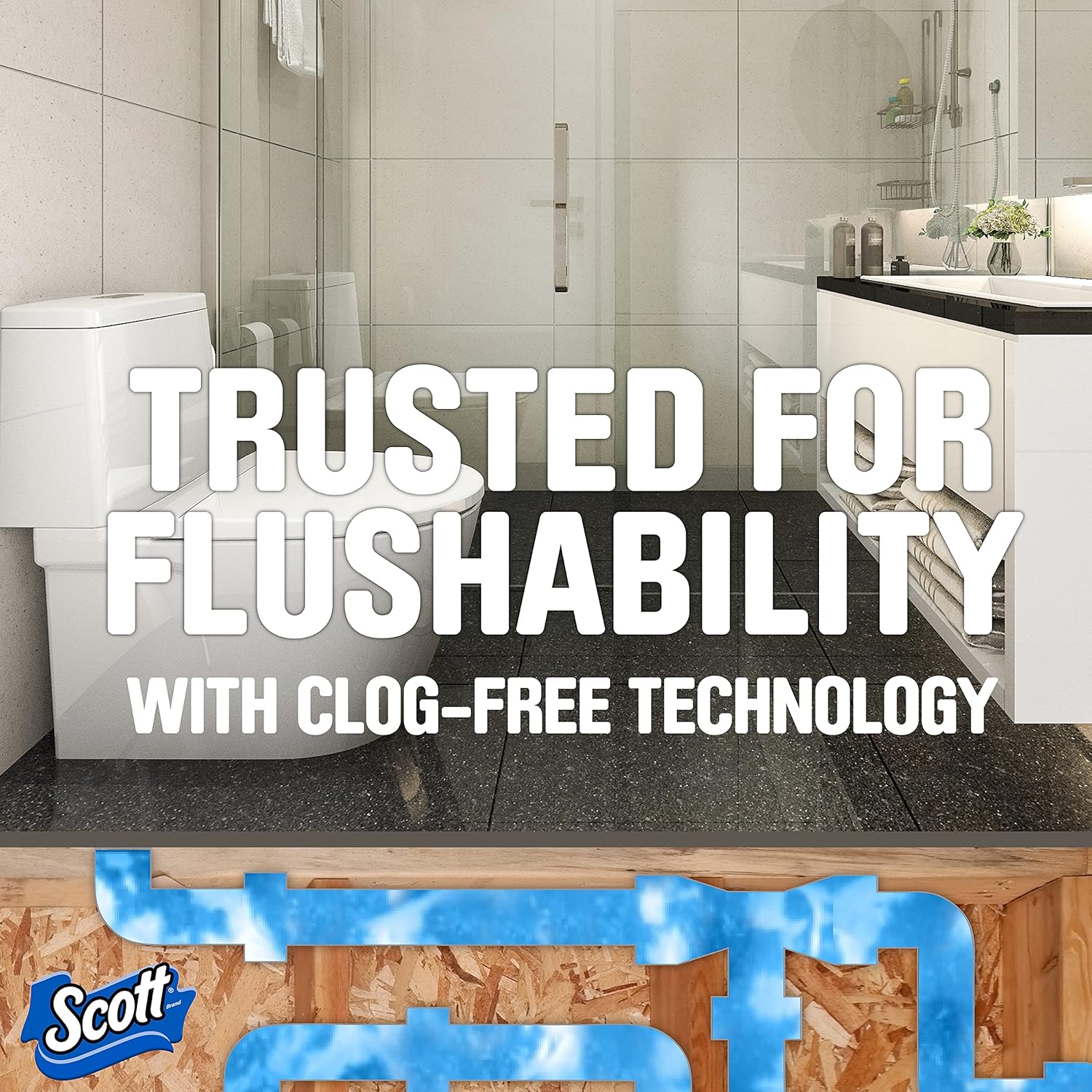 Scott Rapid Dissolving Toilet Paper, 4 Rolls (Pack of 12)