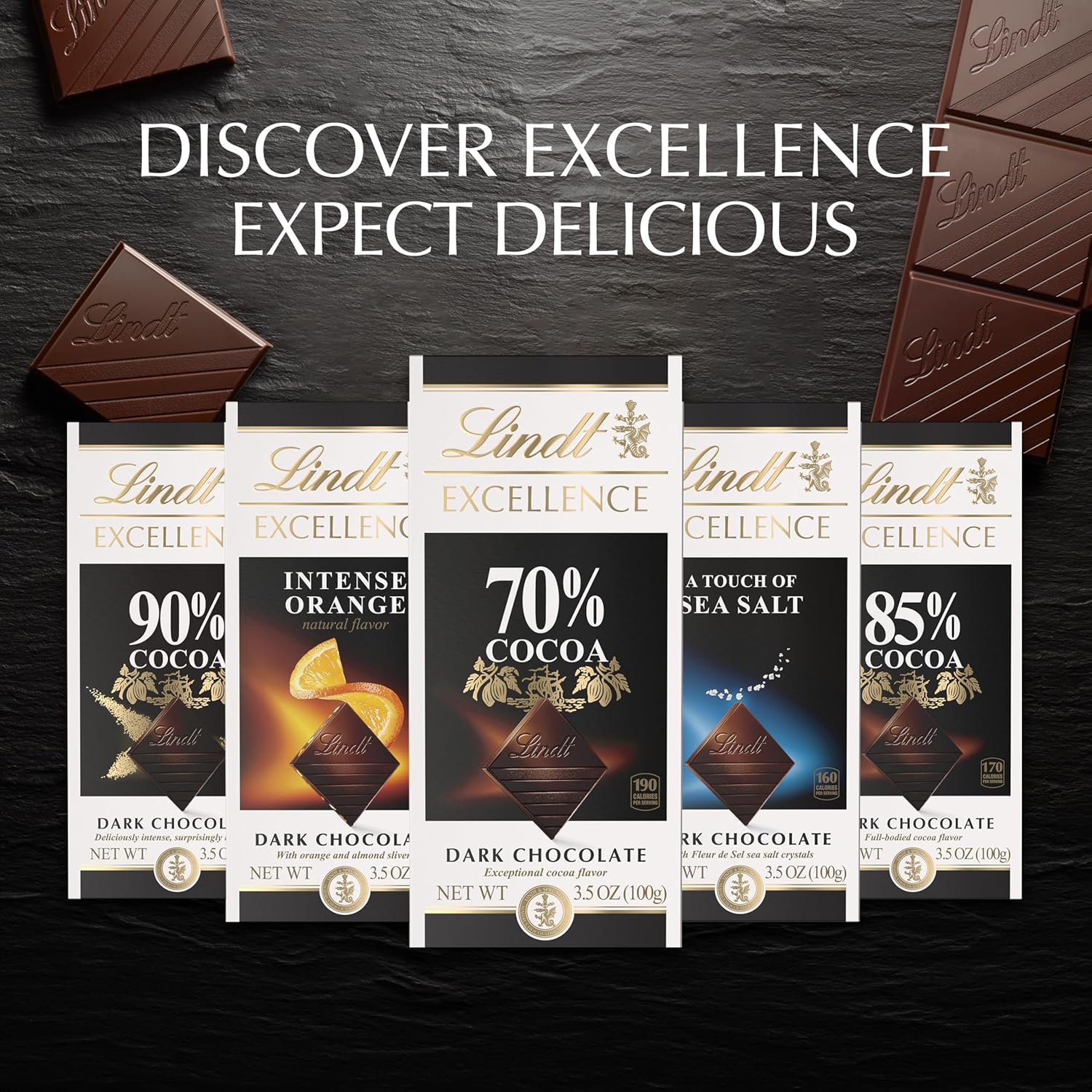 Lindt EXCELLENCE Caramel Sea Salt Dark Chocolate Bar, Dark Chocolate Candy with Pieces of Caramel and Sea Salt Crystals, 3.5 oz. (12 Pack)