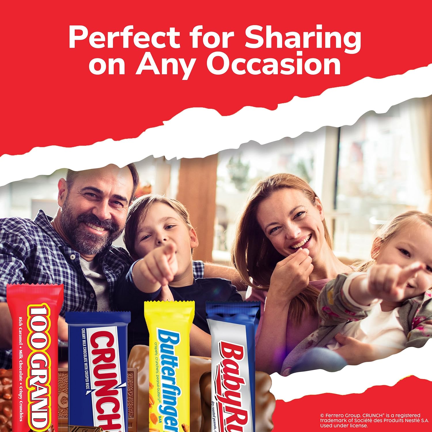 Butterfinger, CRUNCH, Baby Ruth and 100 Grand, Bulk 28 Pack, Assorted Full Size Chocolate Candy Bars, Stocking Stuffers, 48 oz