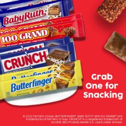 Butterfinger, CRUNCH, Baby Ruth and 100 Grand, Bulk 28 Pack, Assorted Full Size Chocolate Candy Bars, Stocking Stuffers, 48 oz