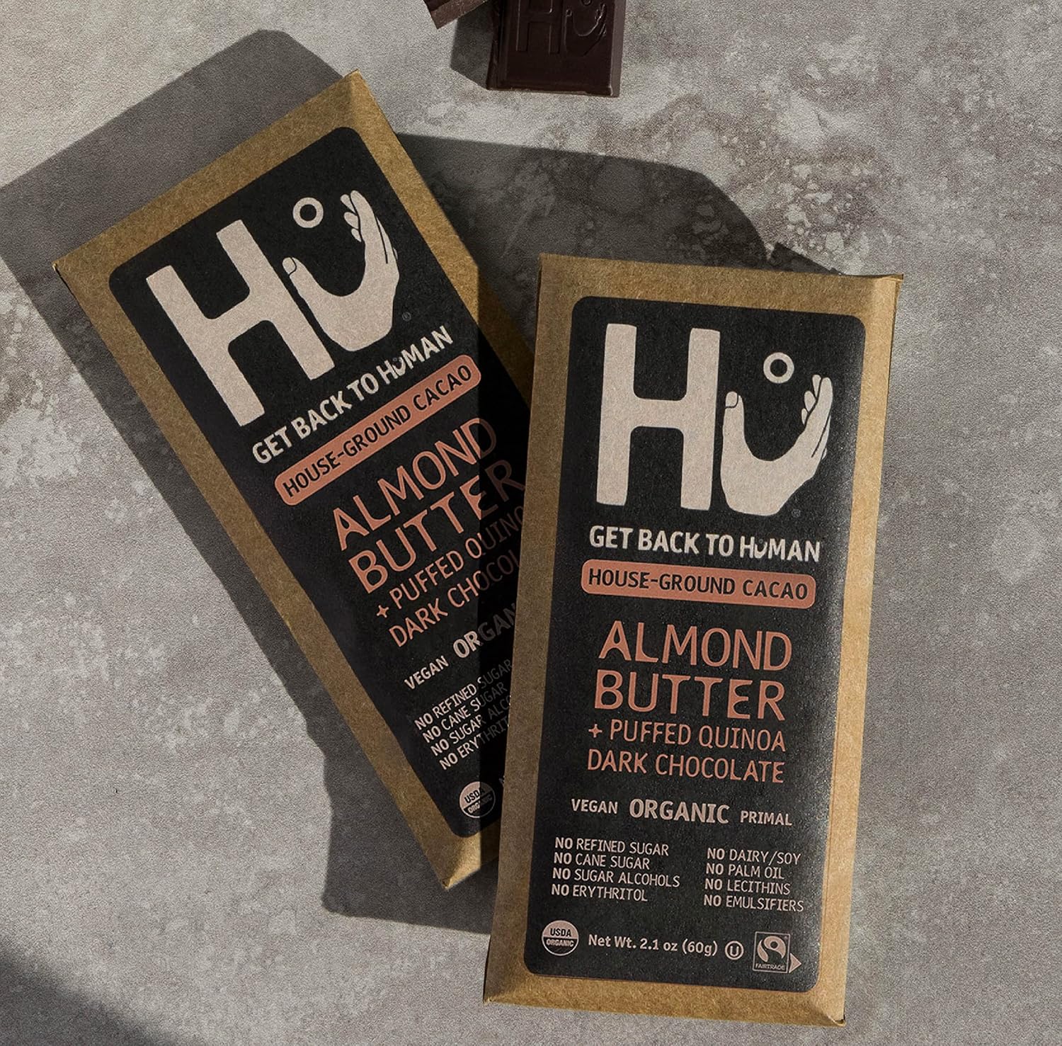 Hu Chocolate Bars, 12 Pack Almond Butter Puffed Quinoa Chocolate, Natural Organic Vegan, Fair Trade Dark Chocolate, 2.1oz Each