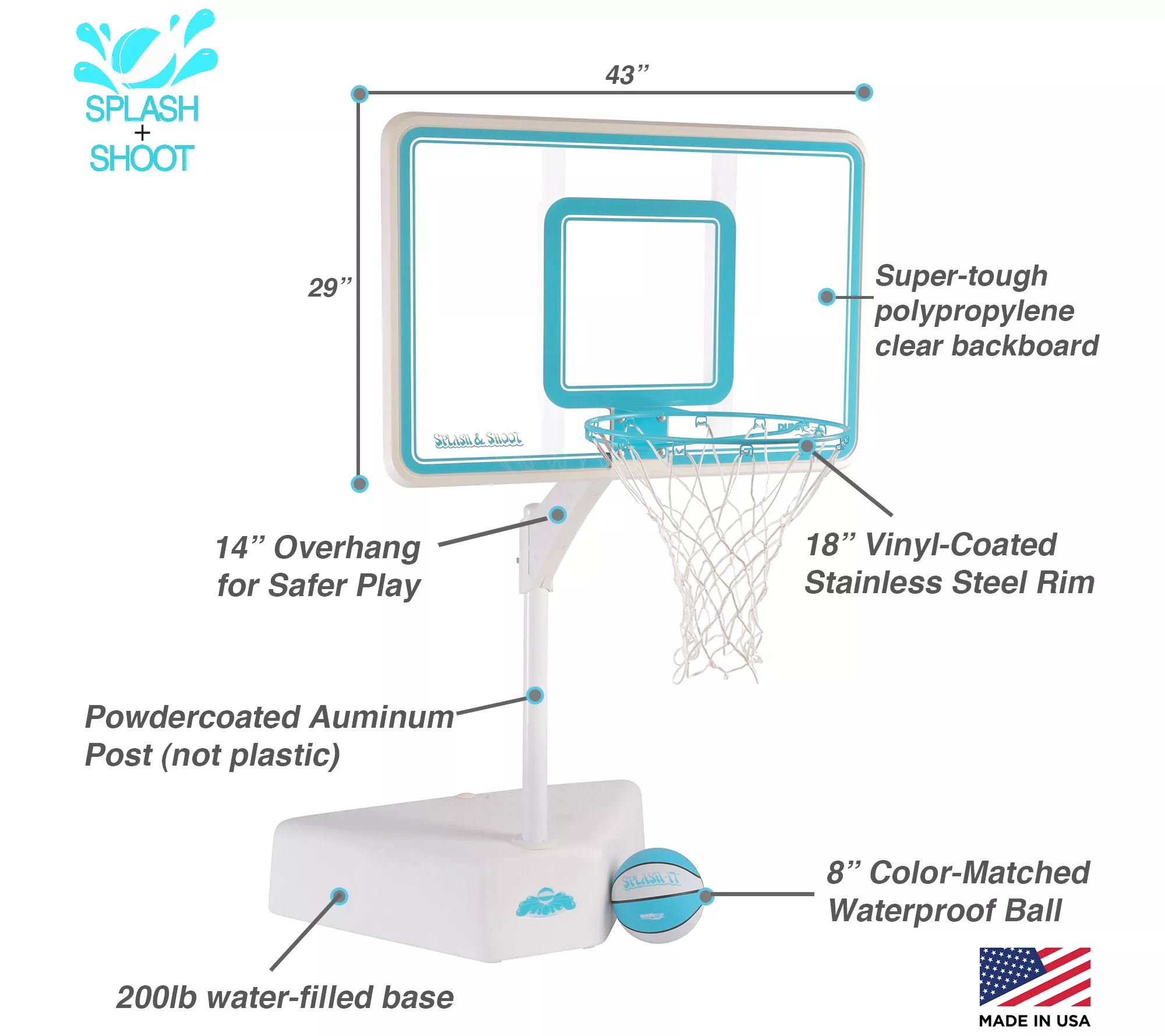 Dunn-Rite Splash and Shoot Pool Basketball Hoop Set