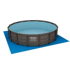Bestway Power Steel Round Above Ground Outdoor Swimming Pool Set with Filter Pump and Cover, Size: 14' W x 42
