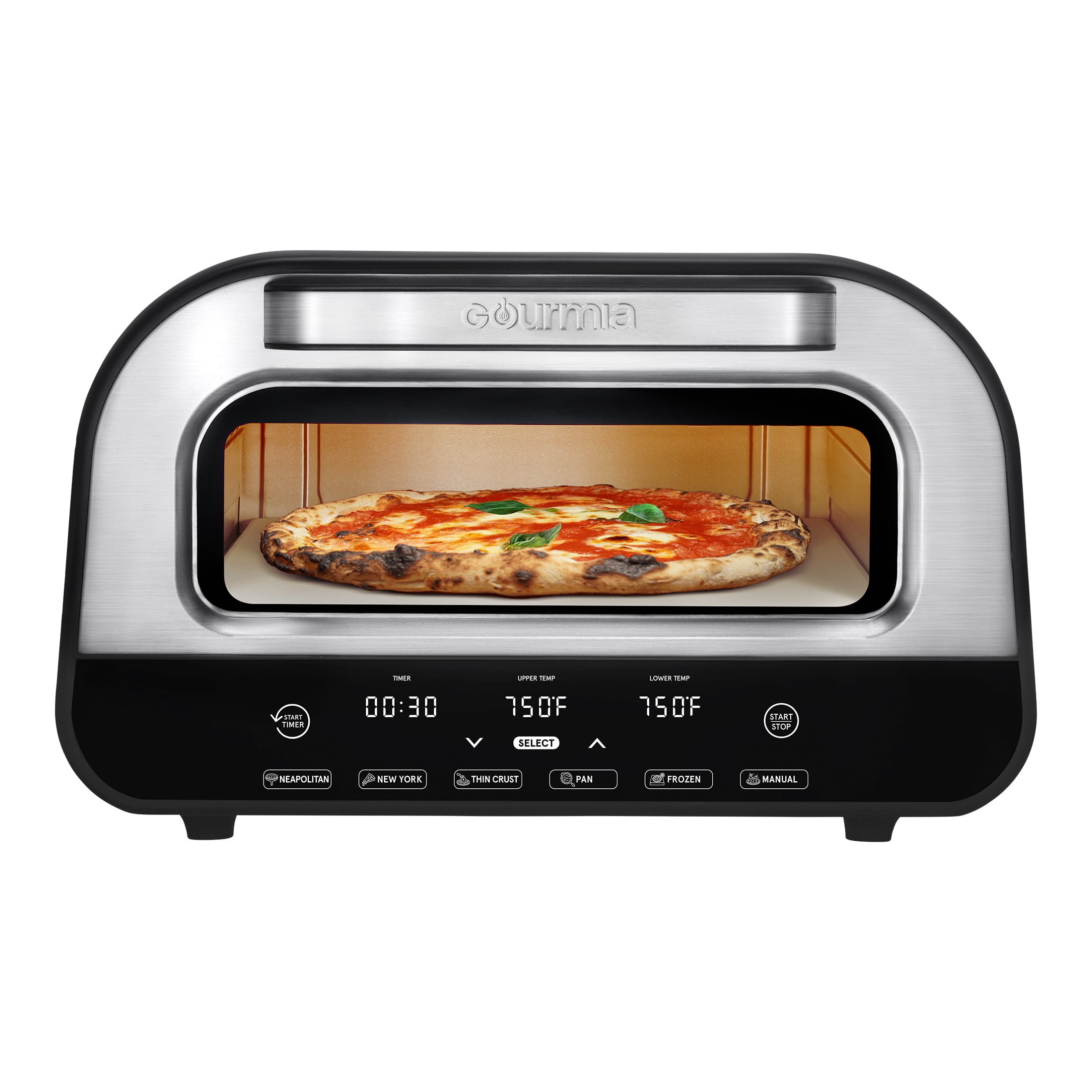 Gourmia Pizzeria Indoor Pizza Oven, with 6 Pizza Presets & Simple Touch Controls, Electric, New