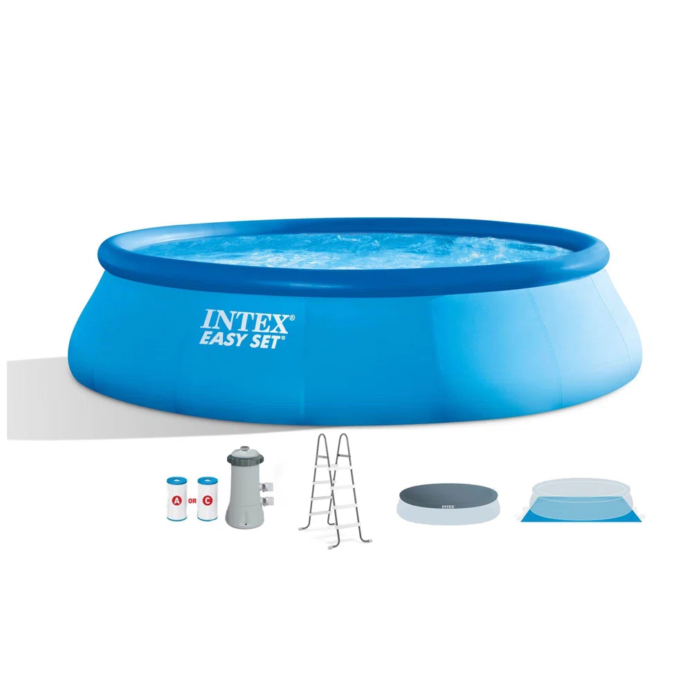Intex Easy Set Inflatable Kid Swimming Pool with Filter Pump, Size: 15' W x 42" H