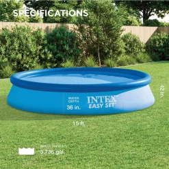 Intex Easy Set Inflatable Kid Swimming Pool with Filter Pump, Size: 15' W x 42