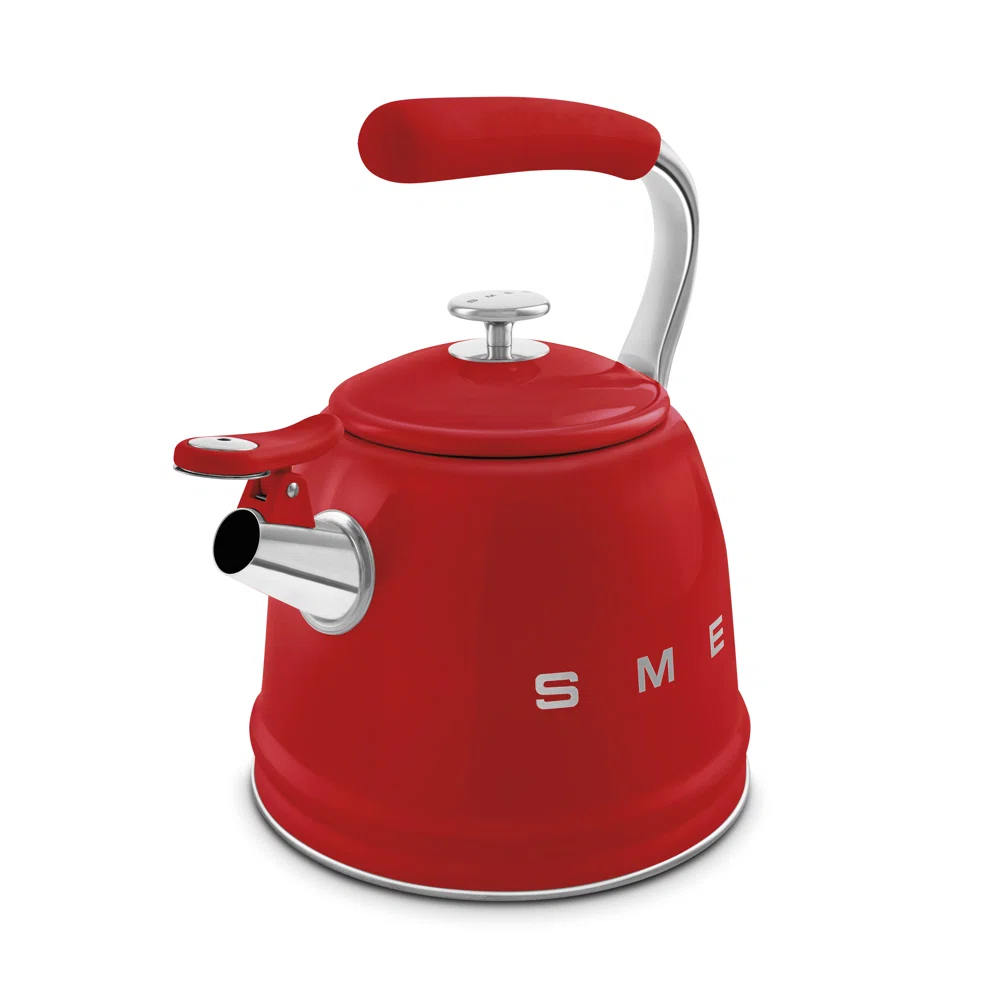 SMEG 50"s Retro Style Whistling Stovetop Kettle, Red