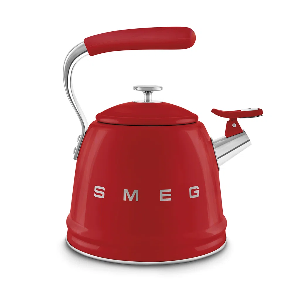 SMEG 50"s Retro Style Whistling Stovetop Kettle, Red