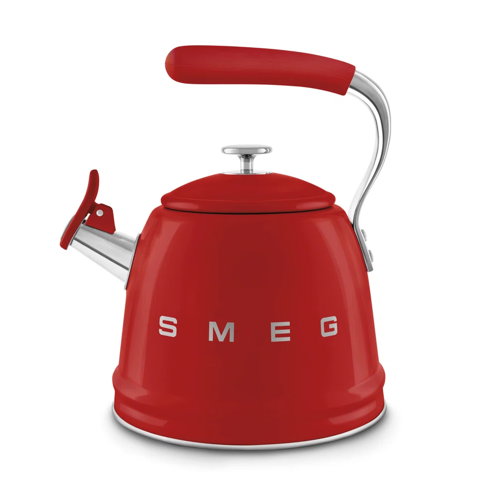 SMEG 50"s Retro Style Whistling Stovetop Kettle, Red