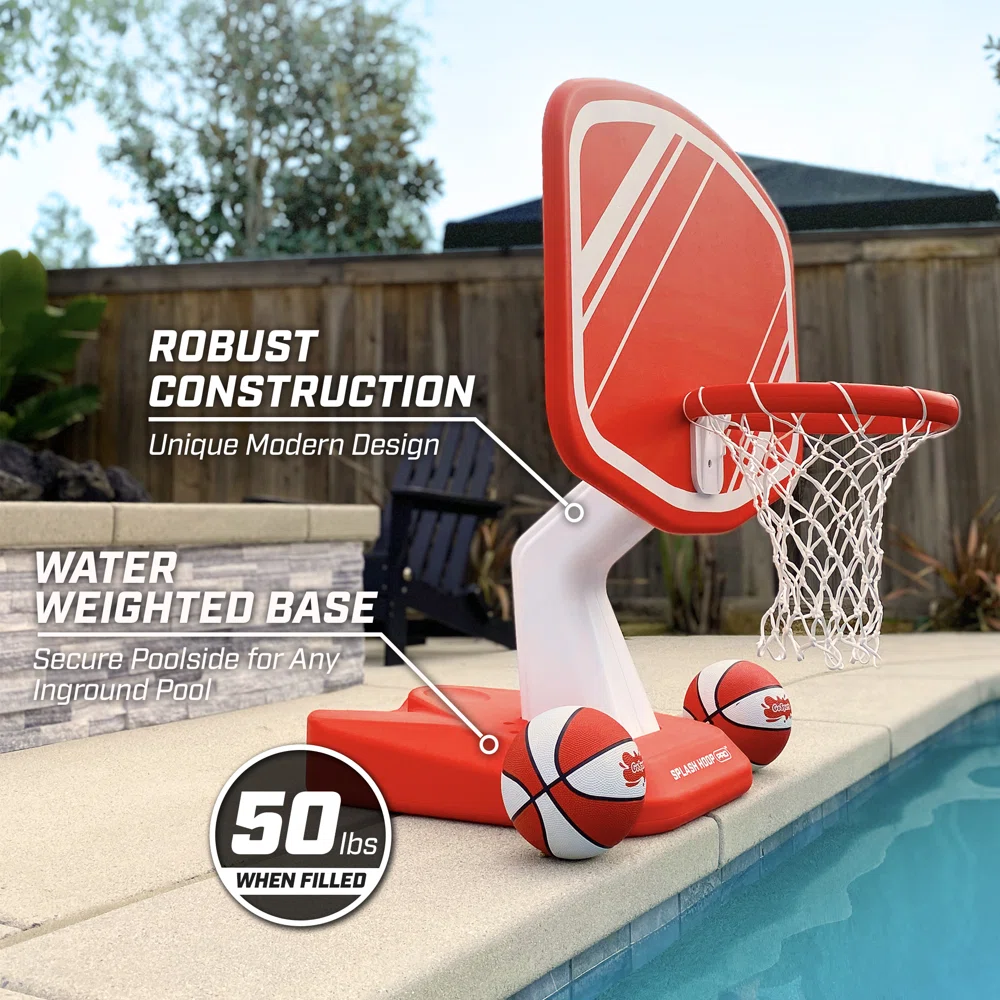GoSports Splash Hoop Swimming Pool Basketball Game, Red