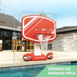 GoSports Splash Hoop Swimming Pool Basketball Game, Red