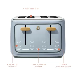 Beautiful 4-Slice Toaster with Touch-Activated Display, Cornflower Blue by Drew Barrymore