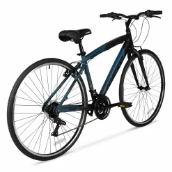 Hyper Bicycle 700c Men's Spin Fit Hybrid Bike, Black and Blue, Adults