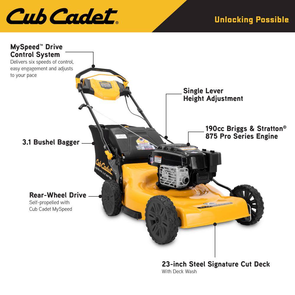 Cub Cadet 23 in. 190cc Briggs and Stratton Engine Rear Wheel Drive 3-in-1 Gas Self Propelled Walk Behind Lawn Mower