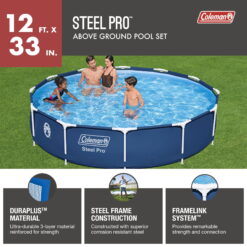 Coleman Steel Pro 12 ft. x 33 in. Round Metal Frame Above Ground Pool Set