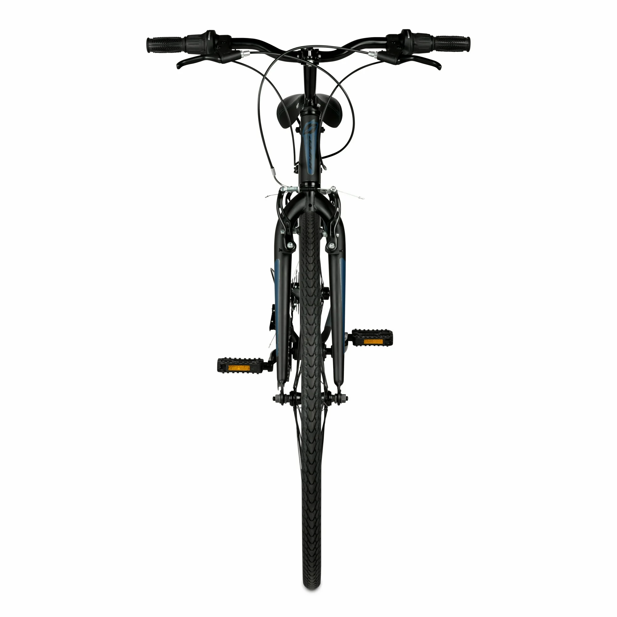 Hyper Bicycle 700c Men's Spin Fit Hybrid Bike, Black and Blue, Adults