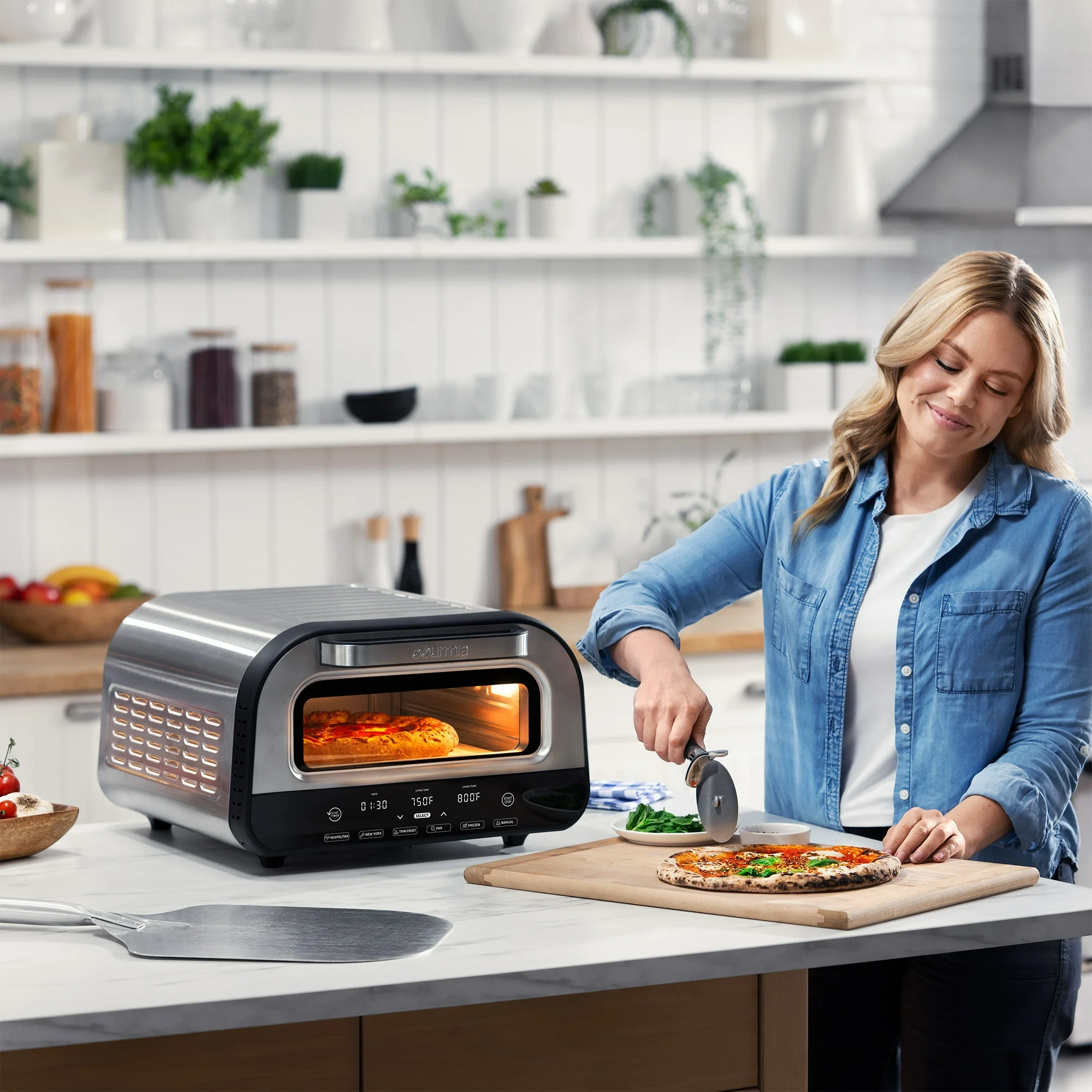 Gourmia Pizzeria Indoor Pizza Oven, with 6 Pizza Presets & Simple Touch Controls, Electric, New