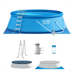 Intex 15ft x 48in Inflatable Easy Set Above Ground Swimming Pool with Ladder and Pump