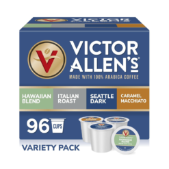 Victor Allen's Coffee Variety Pack (Kona Blend, Italian Roast, Seattle Dark, Caramel Macchiato), 96 Count