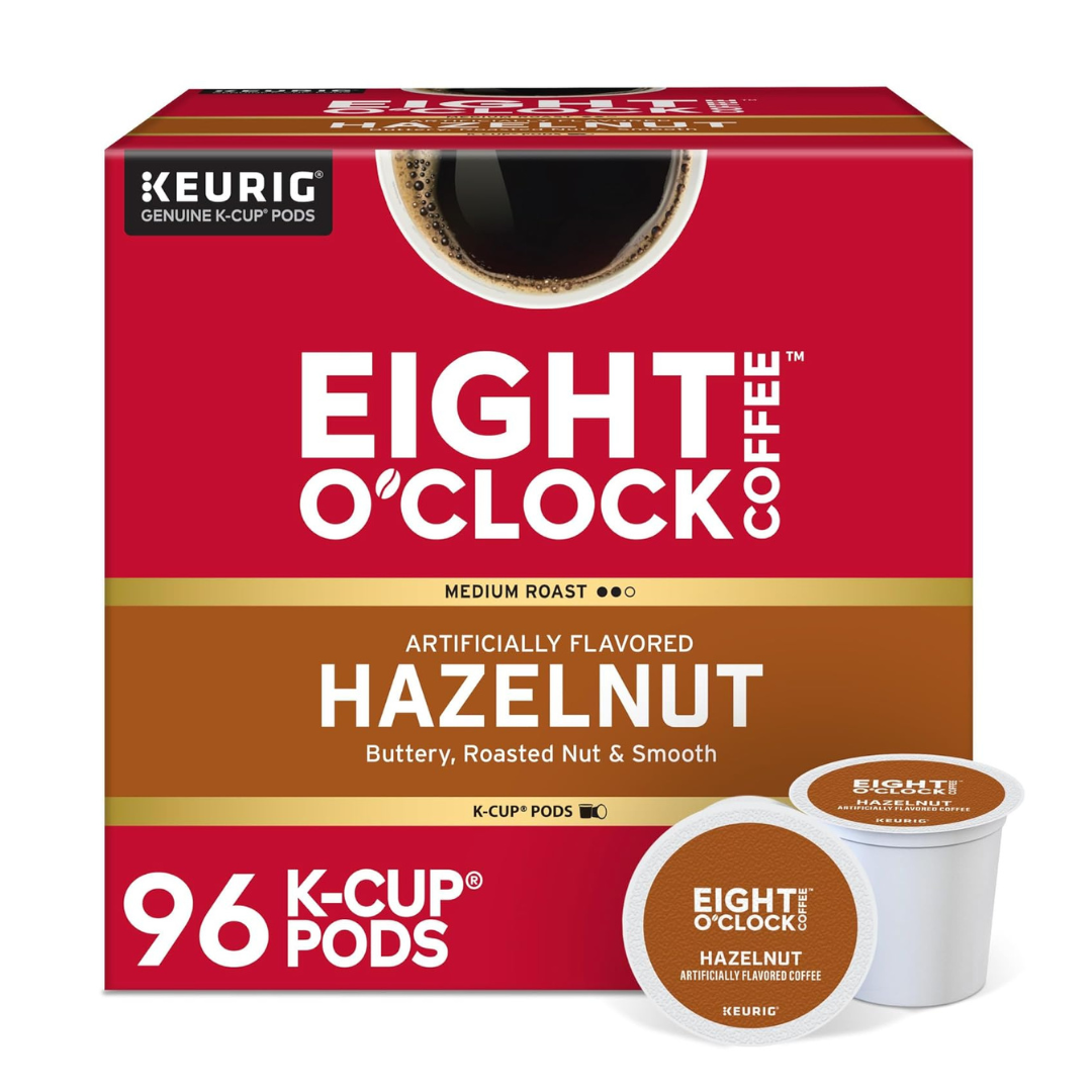 Eight O'Clock Coffee Hazelnut Keurig Single-Serve K-Cup Pods, Medium Roast Coffee, 96 Count