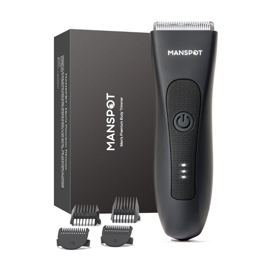 MANSPOT Manscape Groin & Body Hair Trimmer for Men, Electric Ball Trimmer Pubic Trimmer Shaver, Black