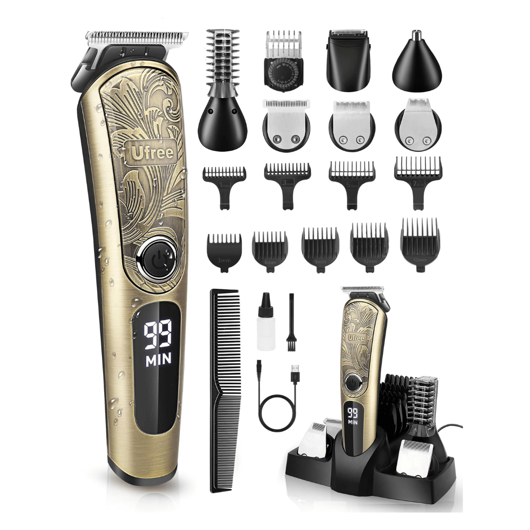 Ufree Gifts for Men, Beard Trimmer with Charging Stand, IPX7 Waterproof Electric Razor Shavers for Men