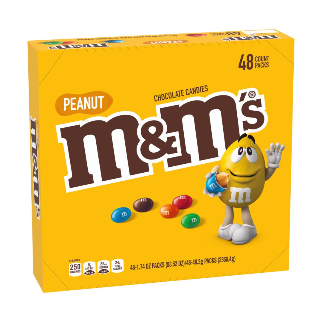 M&M'S Milk Chocolate Candy, Full Size 1.74 oz Bag, Pack of 48 Bulk Candy Chocolate