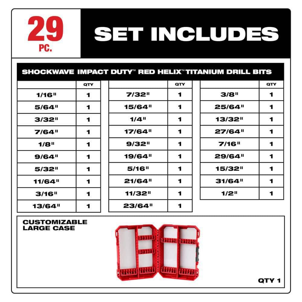 Milwaukee SHOCKWAVE Impact Duty Titanium Drill Bit Set (29-Piece) 48-89-4672