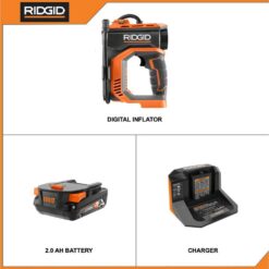 RIDGID 18V Cordless Portable Inflator Kit with 2.0 Ah Battery and Charger R87044K