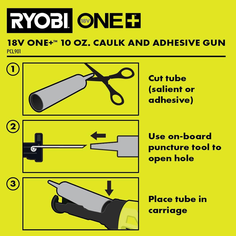 RYOBI ONE+ 18V Cordless 10 oz. Caulk & Adhesive Gun Kit with 1.5 Ah Battery and Charger PCL901K1