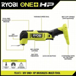 RYOBI ONE+ HP 18V Brushless Cordless Oscillating Multi-Tool (Tool Only) PBLMT51B